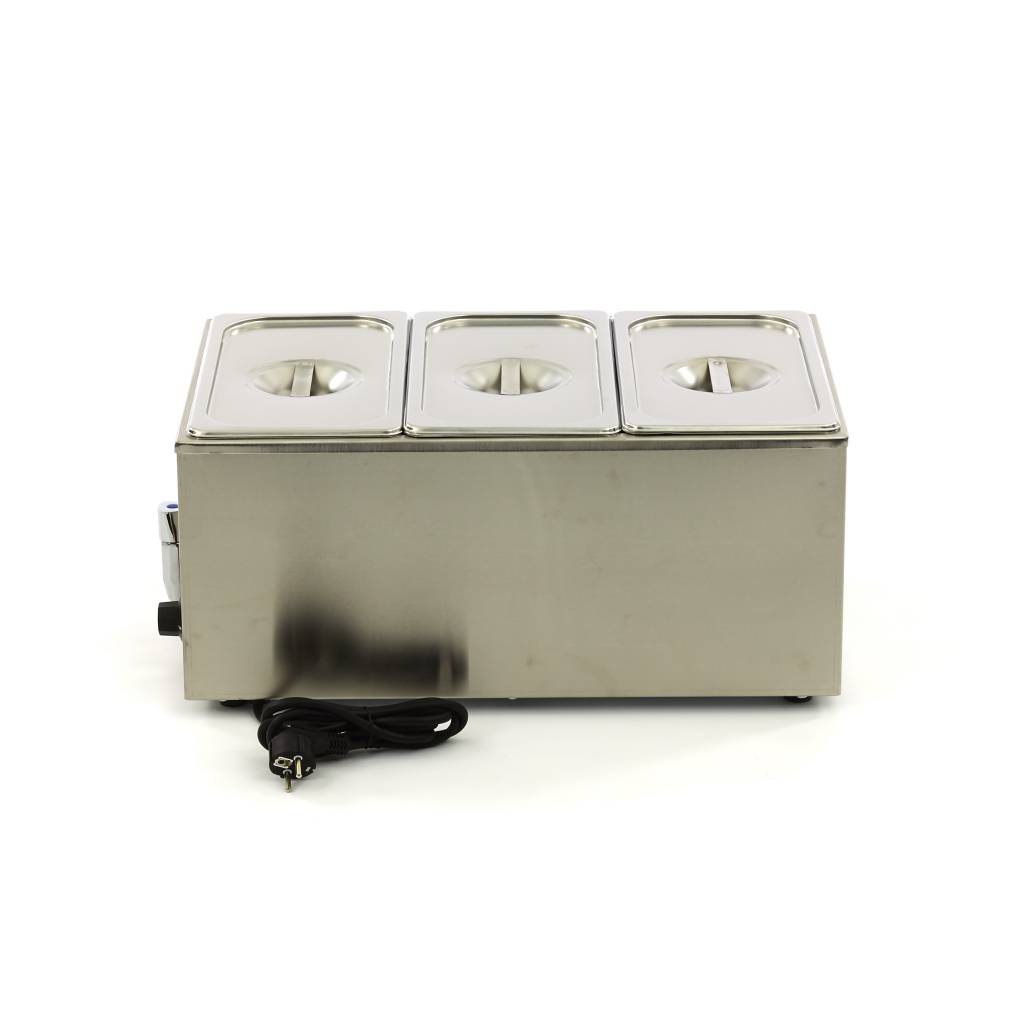 Bain Marie asztali GN 1/1 méret leengedő csappal + 3 x GN 1/3 15cm edénnyel együtt - Maxima 09300011 - Image 6