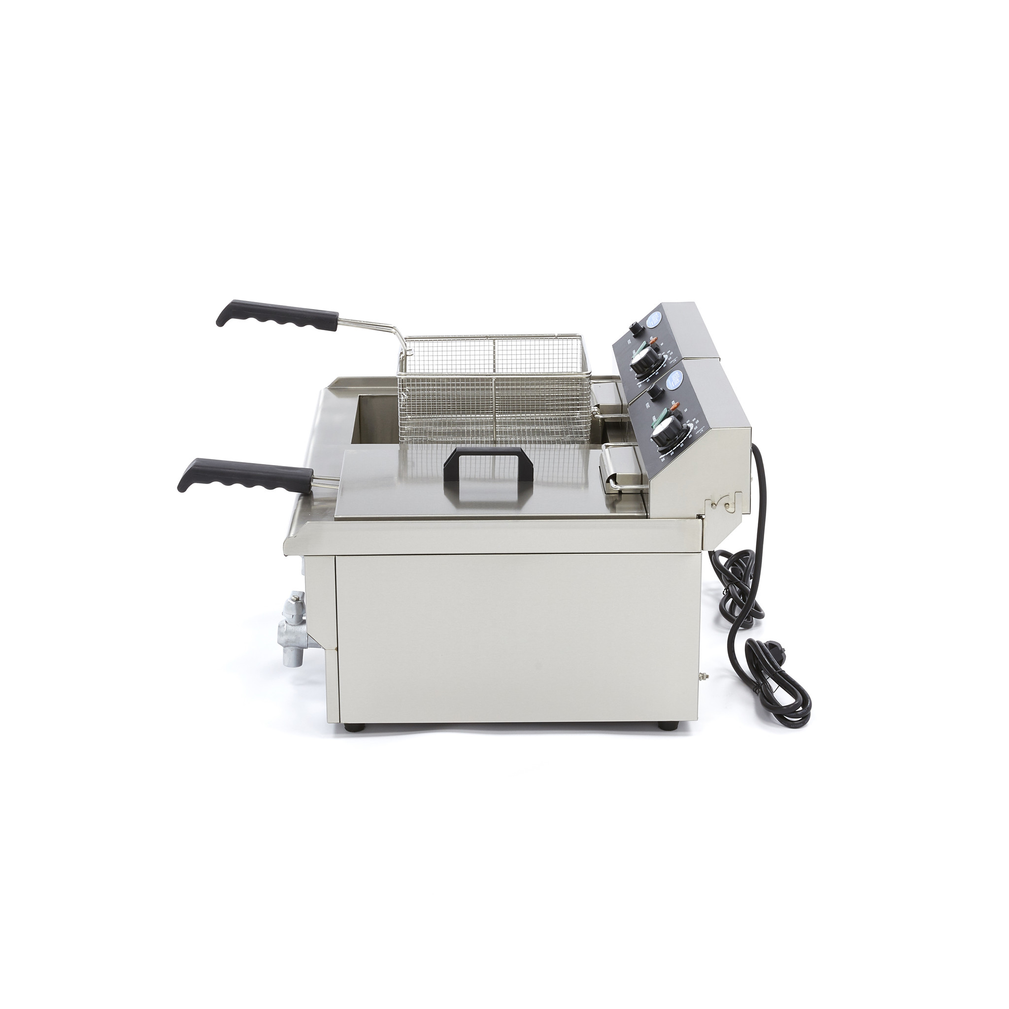 Fritőz 2 x 16L lefolyócsappal - Dupla kosárral - Maxima 9365011 - Image 3