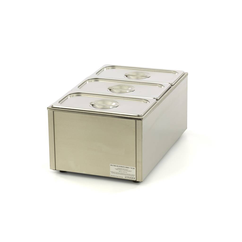 Bain Marie asztali GN 1/1 méret leengedő csappal + 3 x GN 1/3 15cm edénnyel együtt - Maxima 09300011 - Image 7