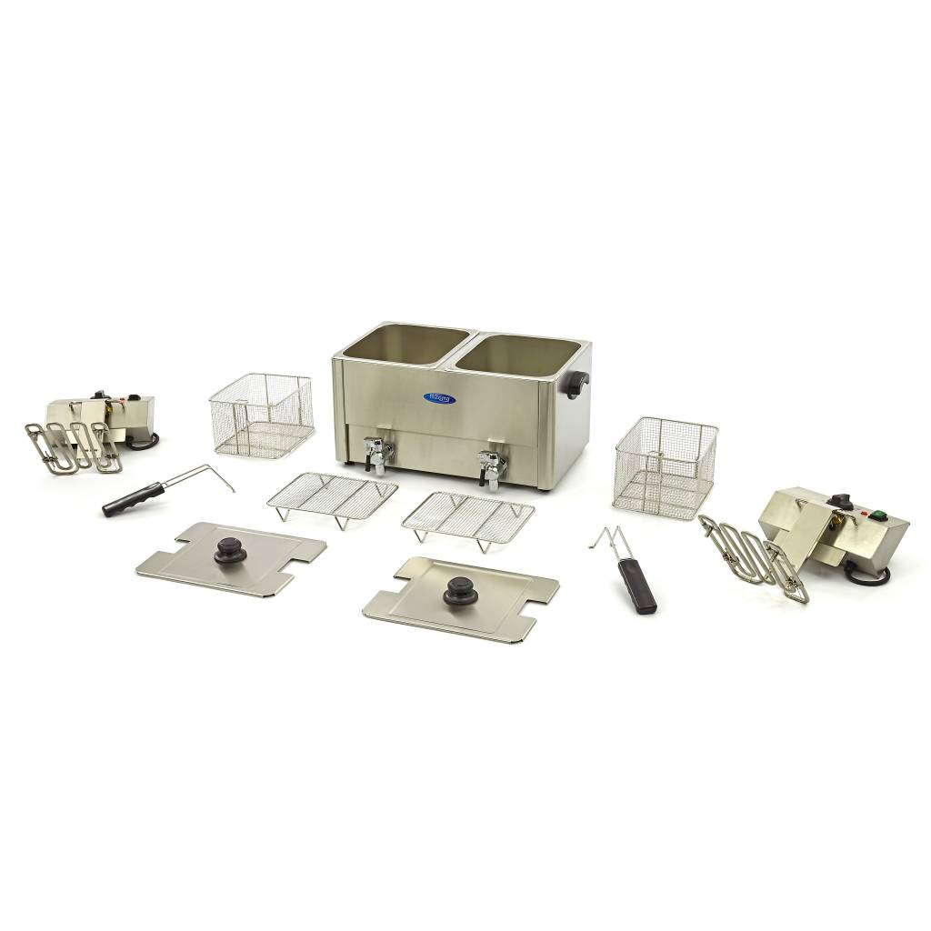 Fritőz olajsütő - 2 x 8Llefolyócsappal - Dupla kosárral - Maxima 09300416 - Image 6