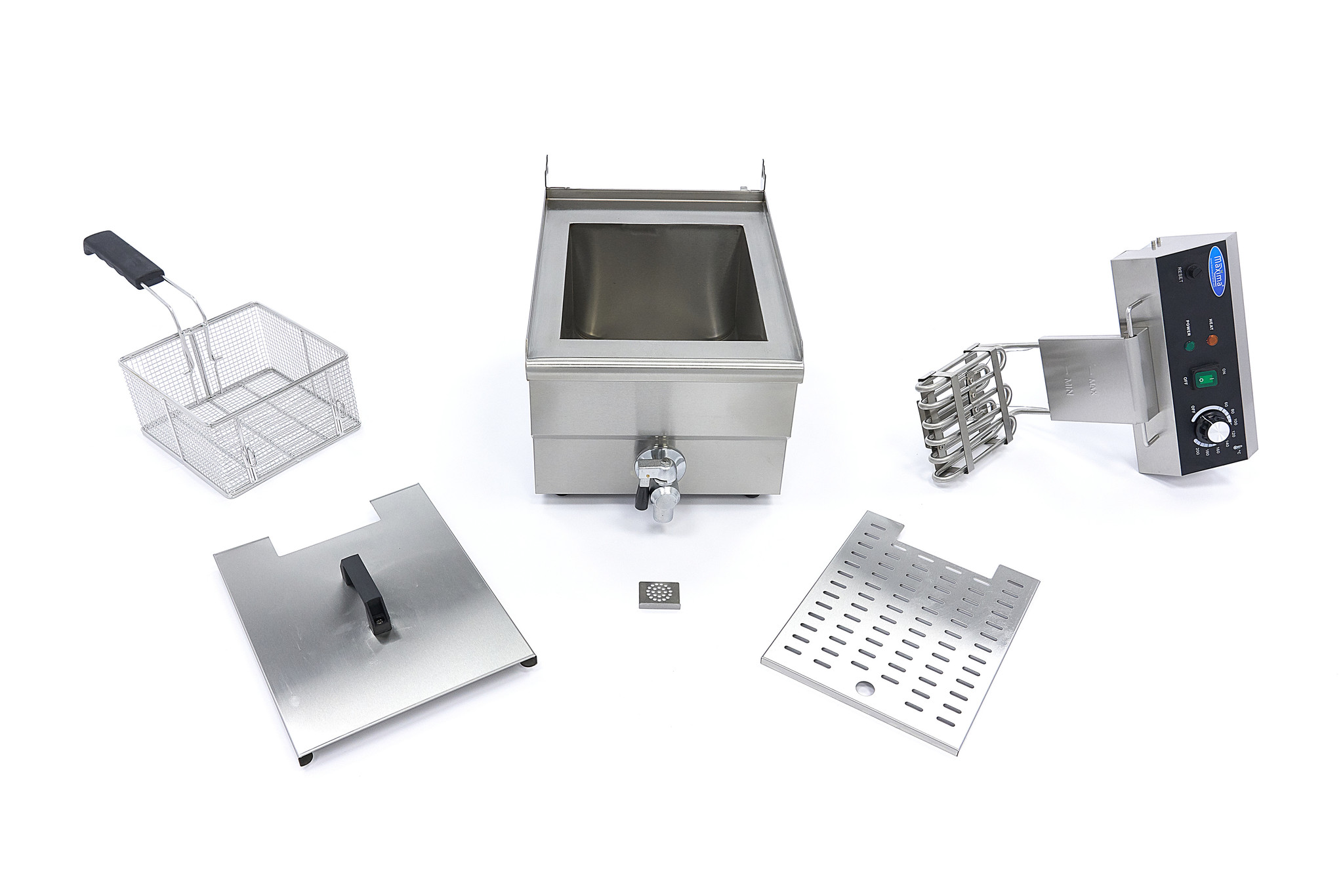 Fritőz olajsütő rozsdamentes 13L lefolyócsappal - Maxima 09365230 - Image 8